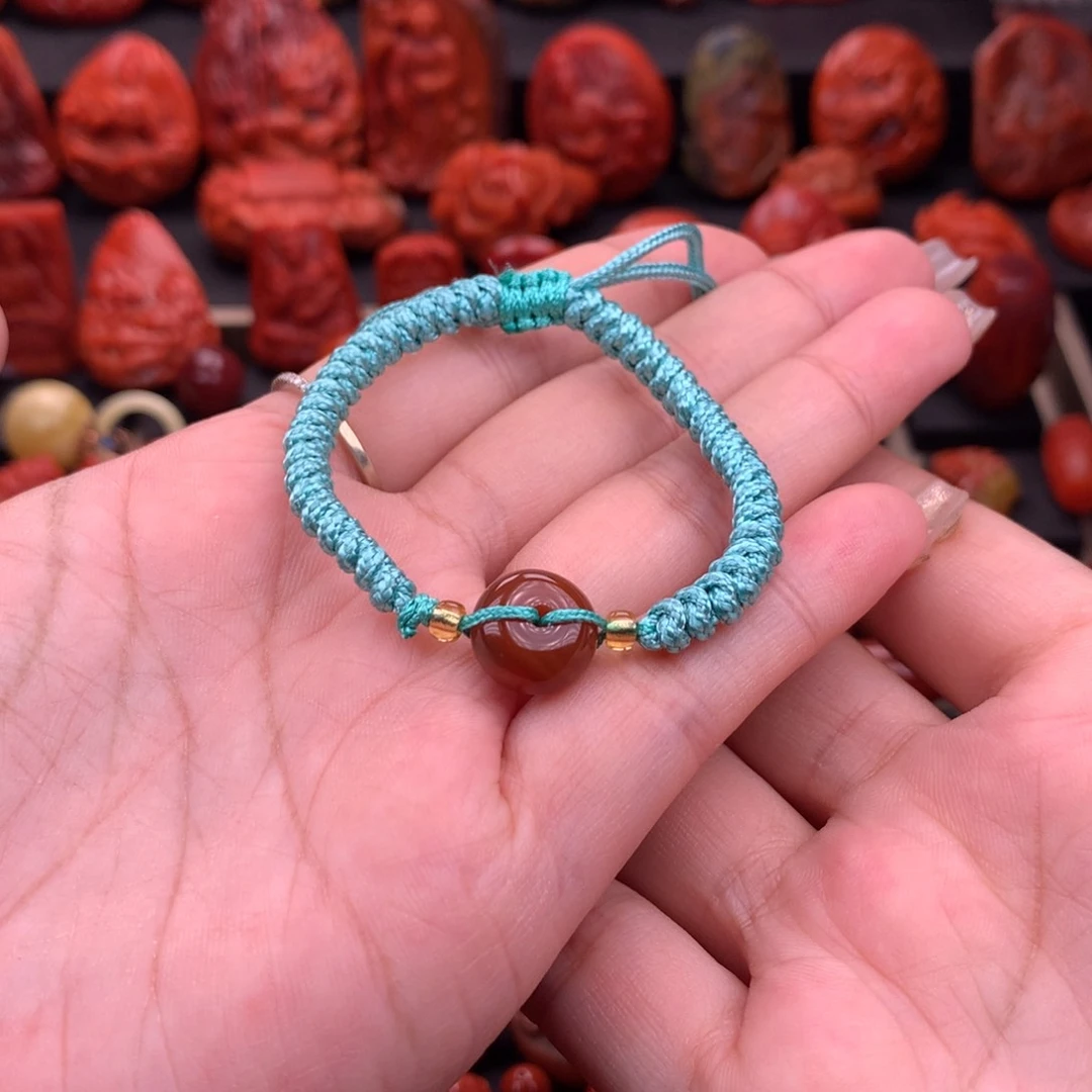 南红玛瑙南红川料平安扣手绳未镶嵌