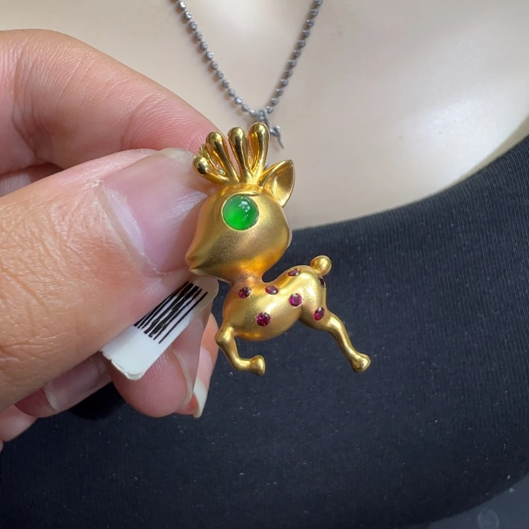 翡翠18K金镶嵌吊坠(不含链)