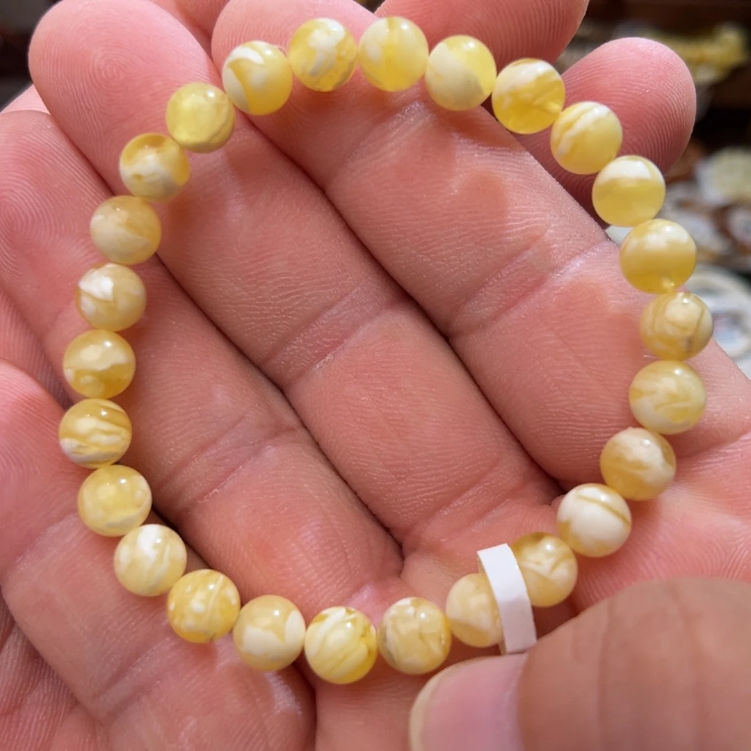 和***尘蜜蜡未镶嵌手链微瑕00007.0mm