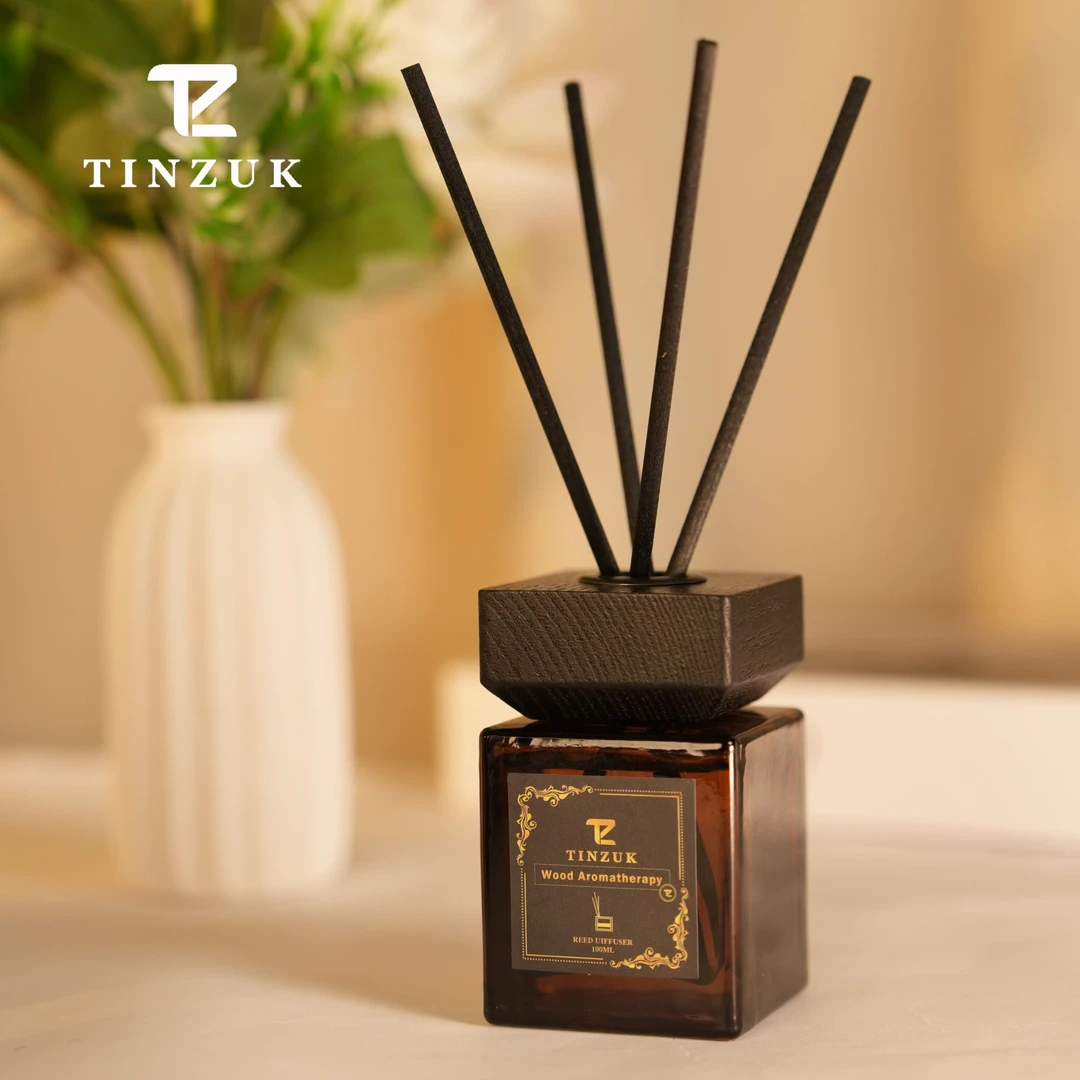 TINZUK方瓶木盖无火香薰高级家用香氛室内摆件淡雅持久留香去异味
