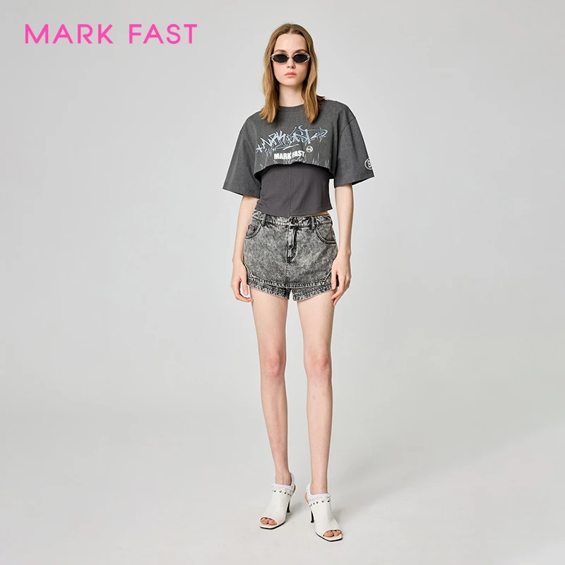 MARKFAST品牌设计师2025年夏季女款宽松全棉T恤M1FCW22740