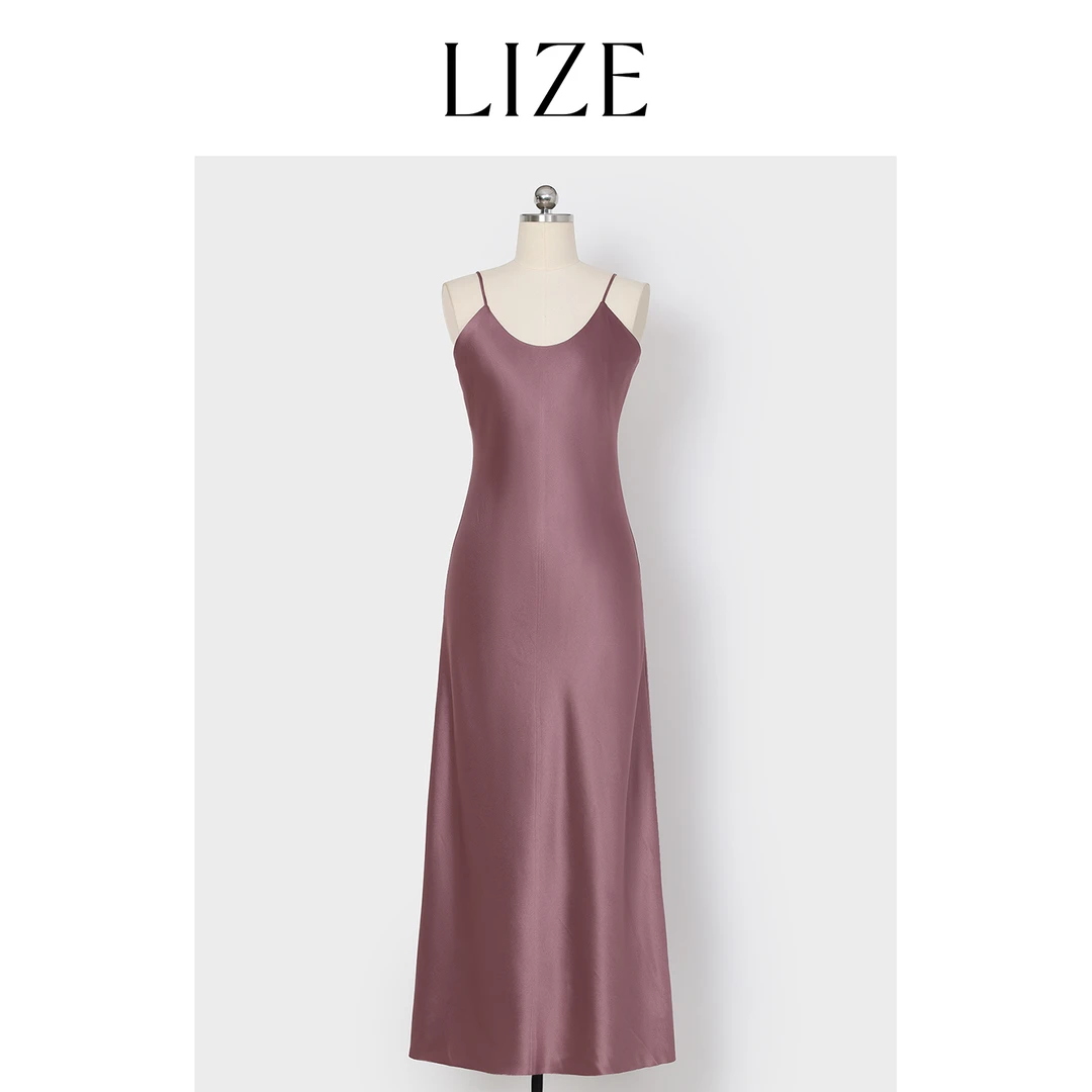 LIZE「矜贵缪斯」高定缎光醋酸.重磅垂感.吊带连衣裙ZEA0306