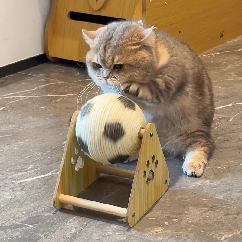 立式滚球木质猫抓板耐磨不掉屑剑麻防猫抓自嗨磨牙爪神器猫爬架HR