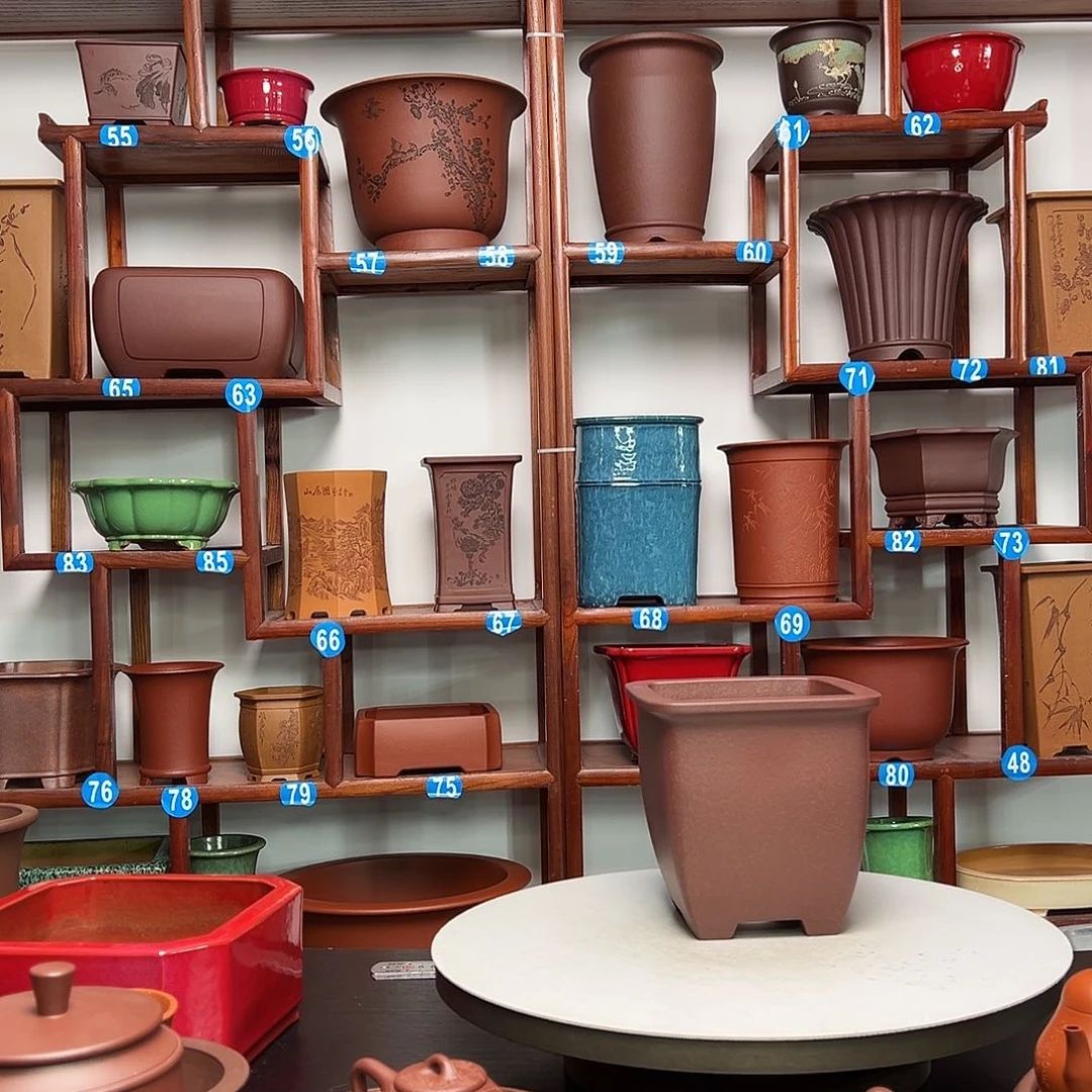 紫砂花盆青***孩四方花盆