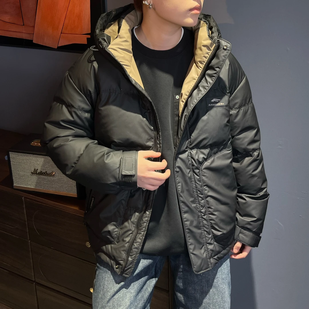 107连帽羽绒服男士冬季新款潮牌帅气轻薄短款保暖加厚外套男
