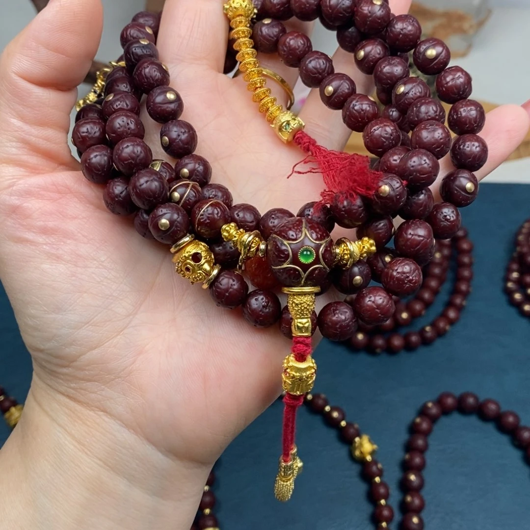 手串凤眼菩提108金钉金满配9.5
