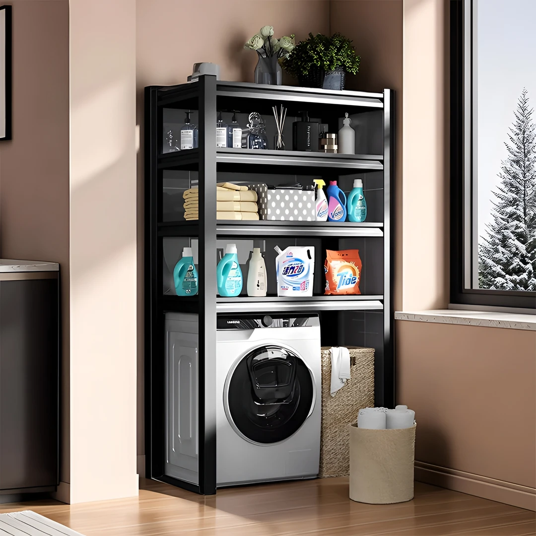 洗衣机架子滚筒翻盖上方置物架阳台落地收纳架家用卫生间马桶架