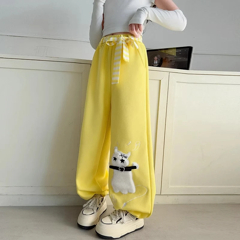 女童裤子春秋款2025新款儿童洋气时髦休闲裤女孩春装中大童阔腿裤