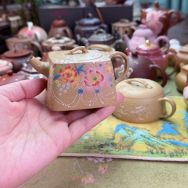 紫砂茶壶四方竹段