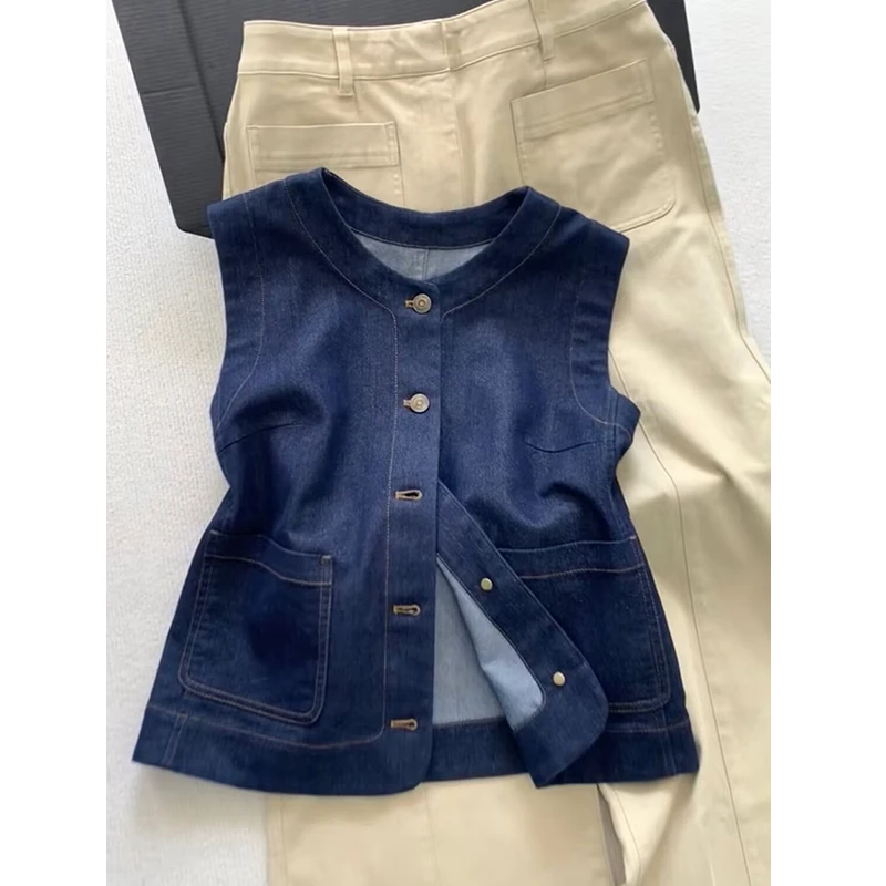 牛仔马甲女款2025新款爆款夏季洋气时髦短款无袖坎肩背心马夹上衣
