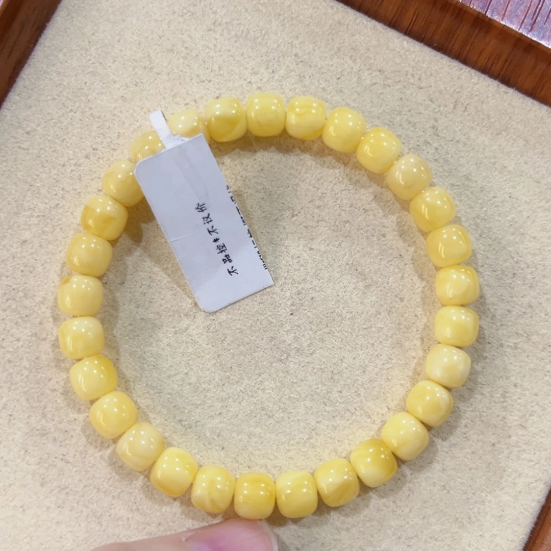蜜蜡未镶嵌手链7m高桩满蜡黄白花 开福福利 捡漏!