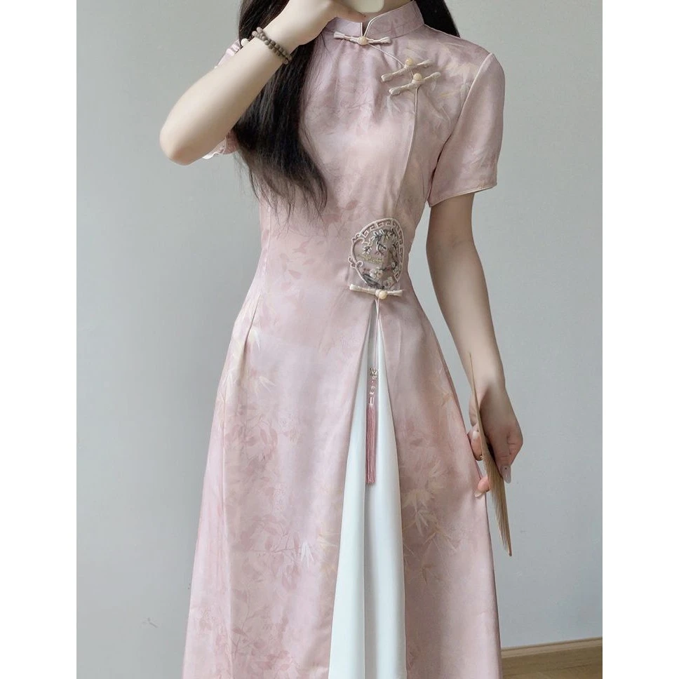 复古风旗袍2025新款奥黛新中式少女年轻款改良国风气质日常连衣裙