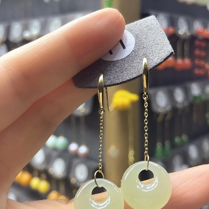 和田玉银S925镶嵌耳饰