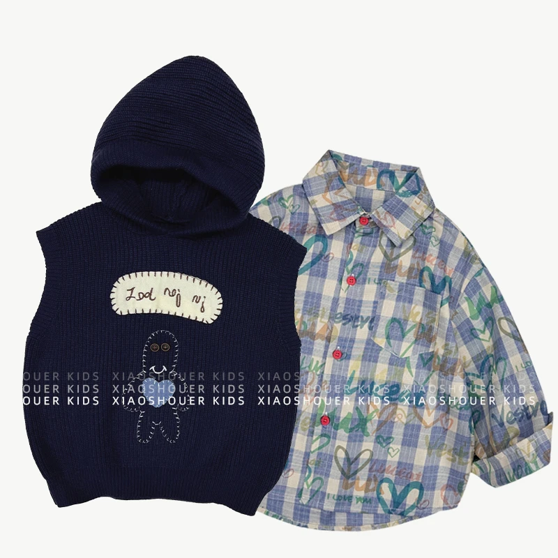 【小首尔】男童韩版卡通刺绣套装秋季时尚百搭无袖两件套ZH0420