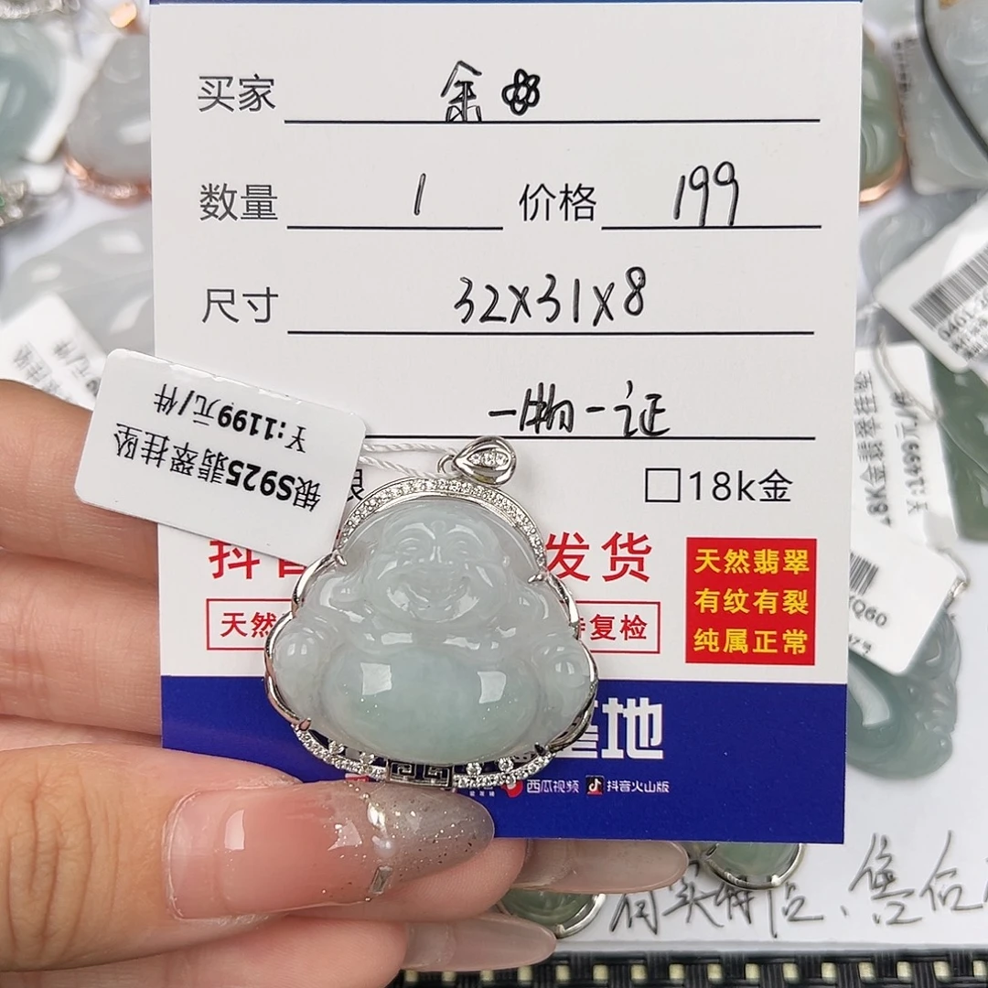 余****翡翠银S925镶嵌颈饰天然翡翠