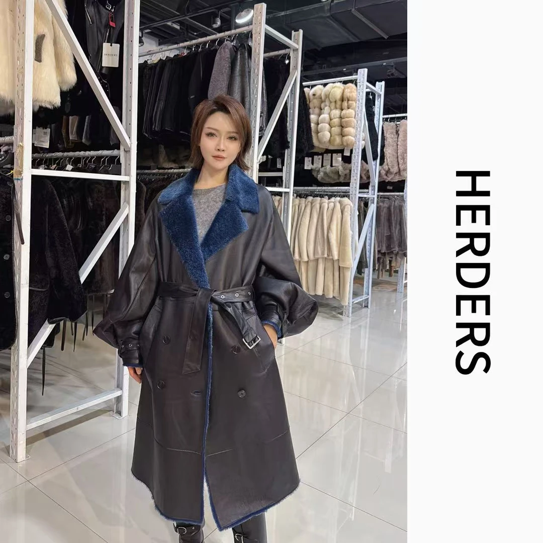 HERDERS  长款翻领纽扣款羊皮皮衣女士外套 40800