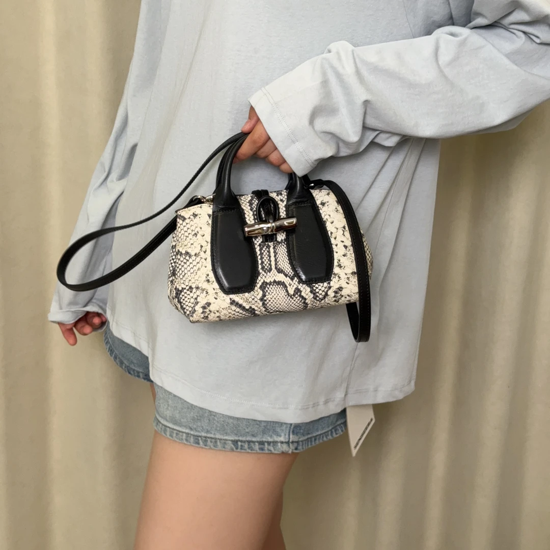 95新  冰冰中古/龙骧/LONGCHAMP/花纹小手提
