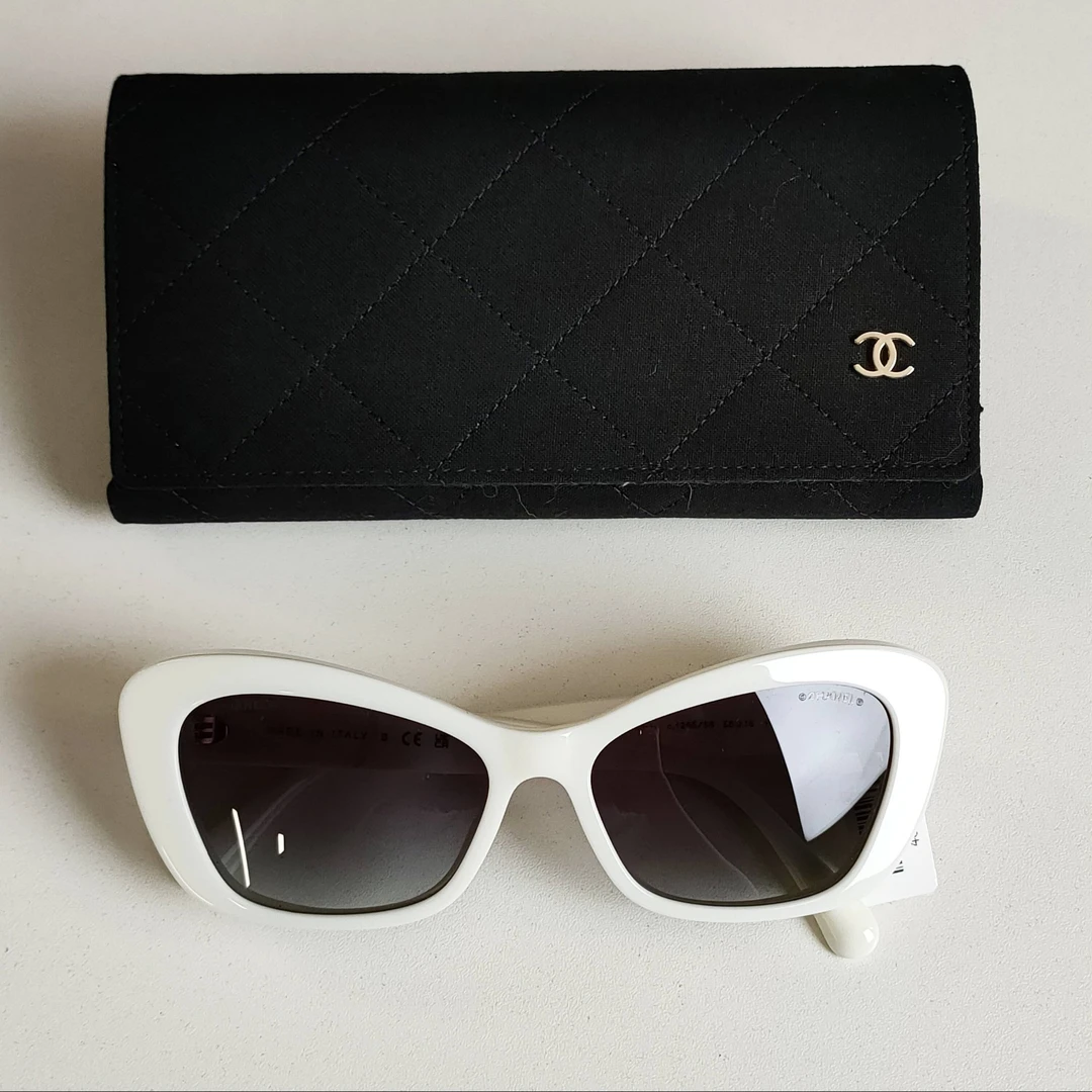 全新未使用 Chanel/香奈儿 白金5481-H/56 珍珠猫眼墨镜40830