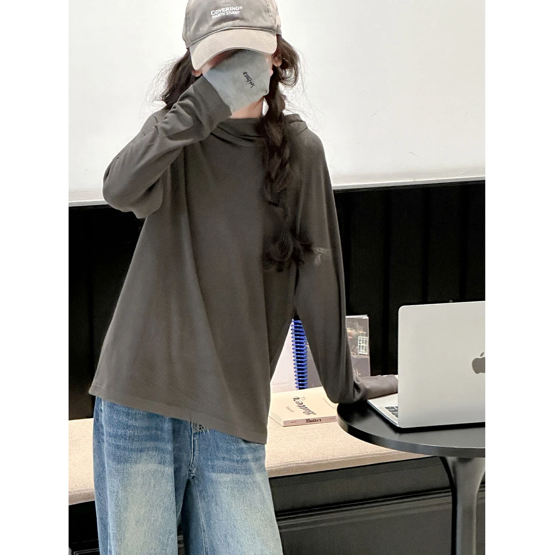 K29671孙小美拼接女童打底衫2025秋装新款儿童长袖T恤春秋连帽潮t