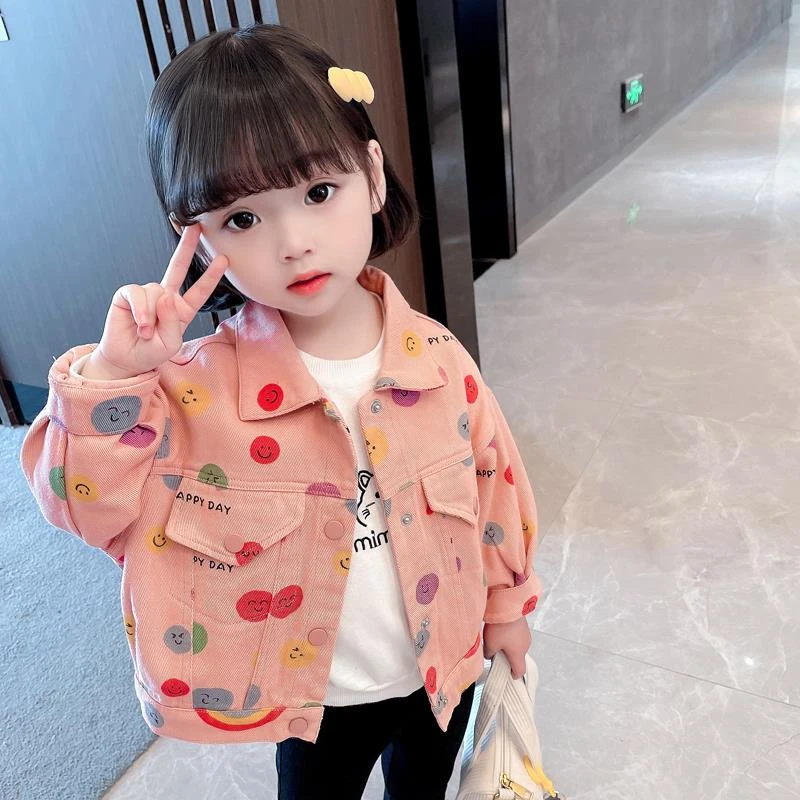 小童春装开衫洋气2025宝宝牛仔外套卡通女童韩版炸街