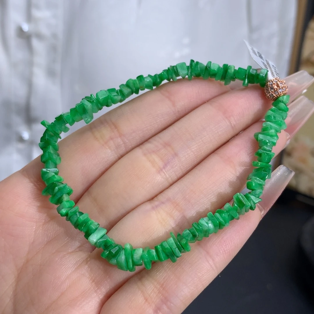 翡翠手链未镶嵌碎碎平安绿手串
