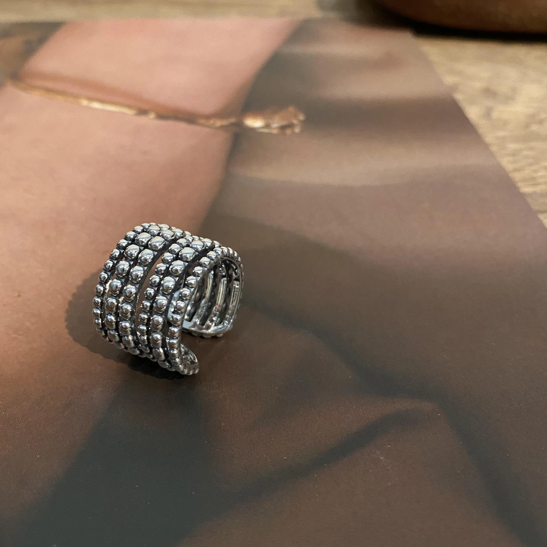 925银戒指 S925银小众设计高级感冷淡风做旧戒指个性百搭