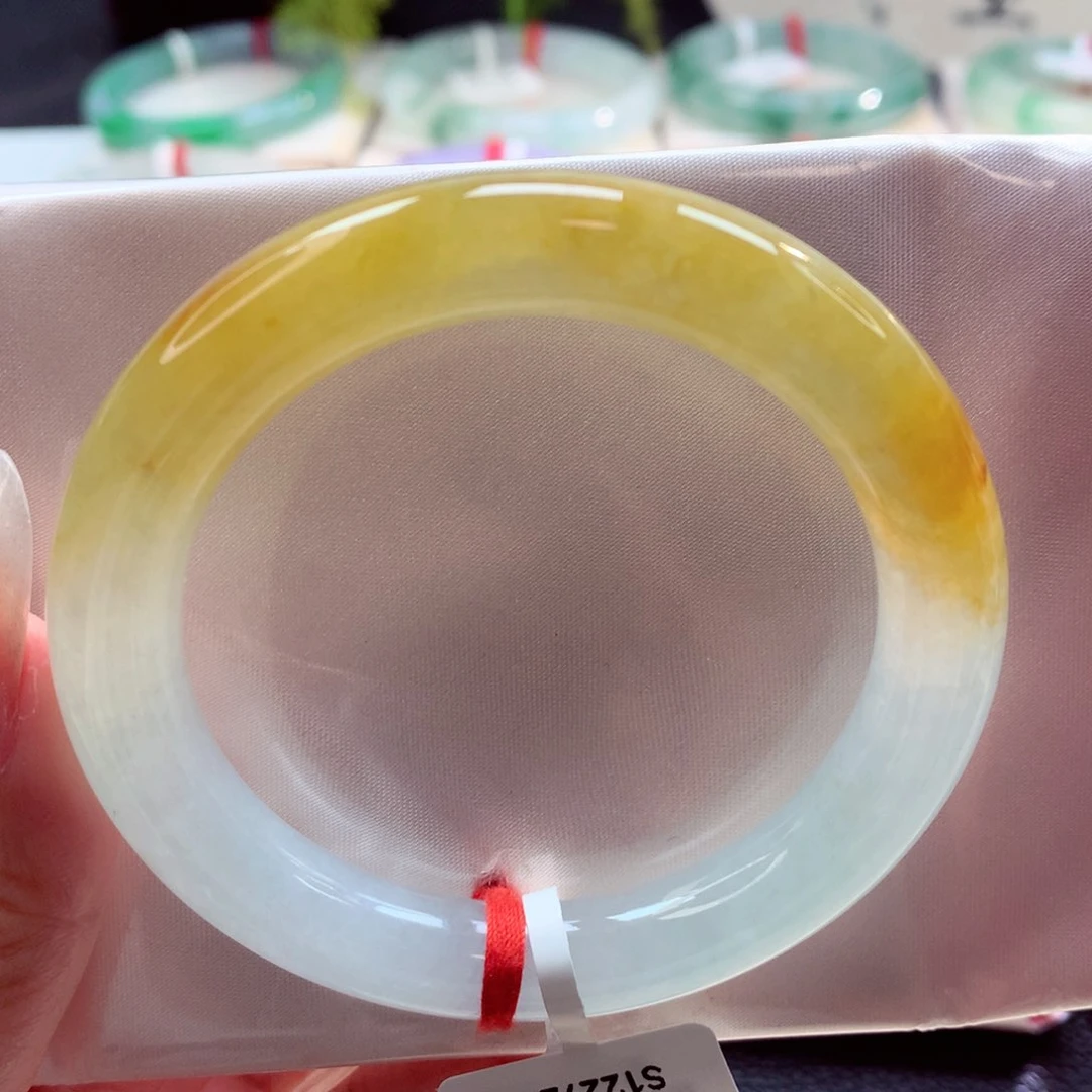 未镶嵌手镯翡翠52.6圆条高货有纹包容（51号）