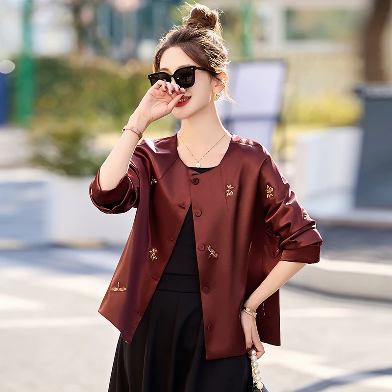 新中式国风气质刺绣外套女2025春秋季新款休闲宽松高级感长袖上衣