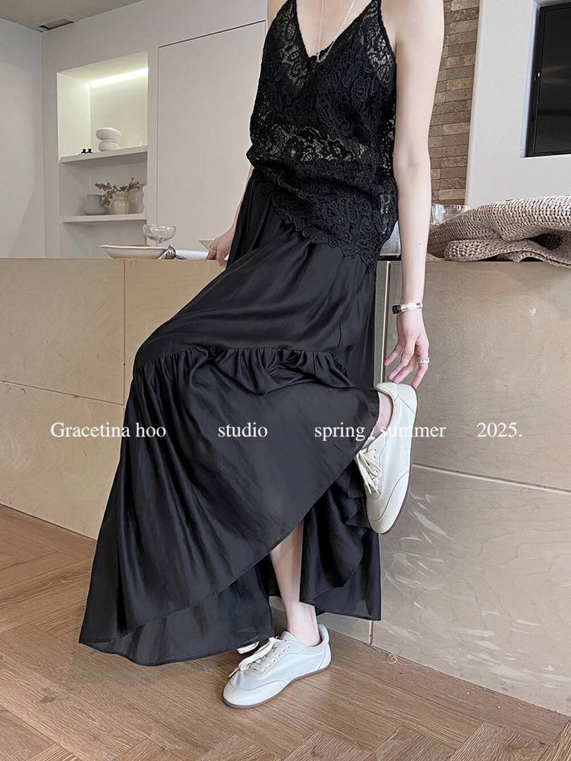 福秒-含天S和醋酸的！慵懒空气感大摆半裙（413RBQA856#）GRA