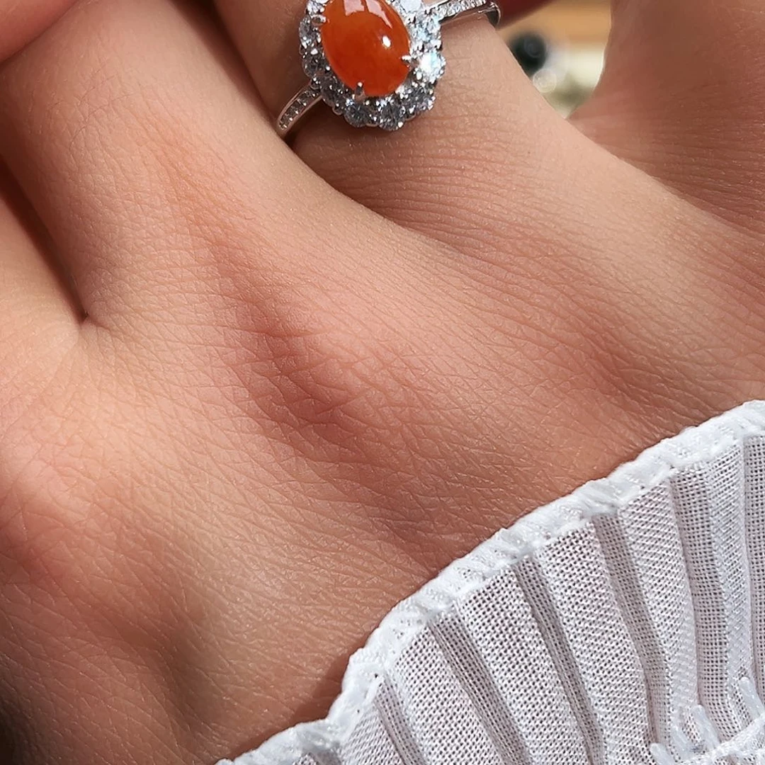 翡翠银S925镶嵌戒指缅甸天然A货翡翠戒指