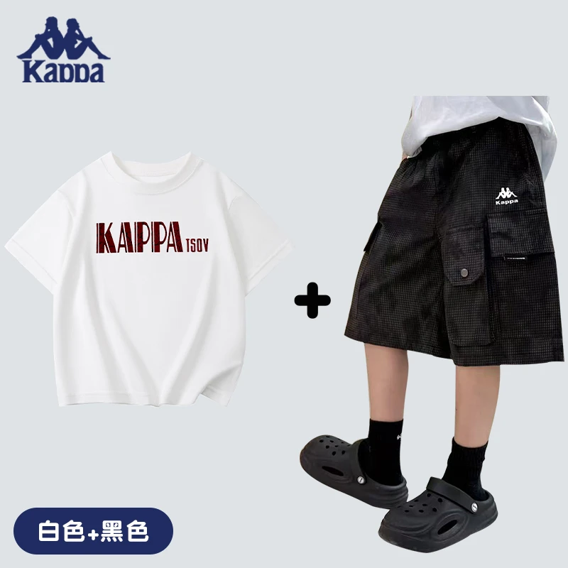 Kappa Kids现货现发+门店礼品袋&儿童简约休闲夏季中大童两件套