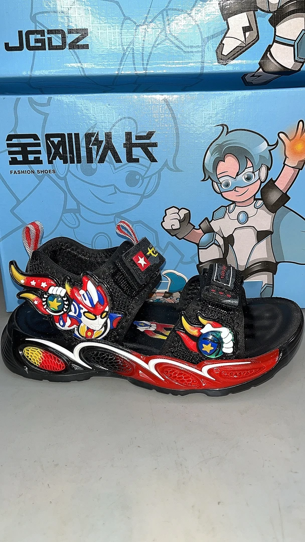 脚长加1拍）男童沙滩鞋（奥特曼图）夏季凉鞋魔术贴露趾卡通风