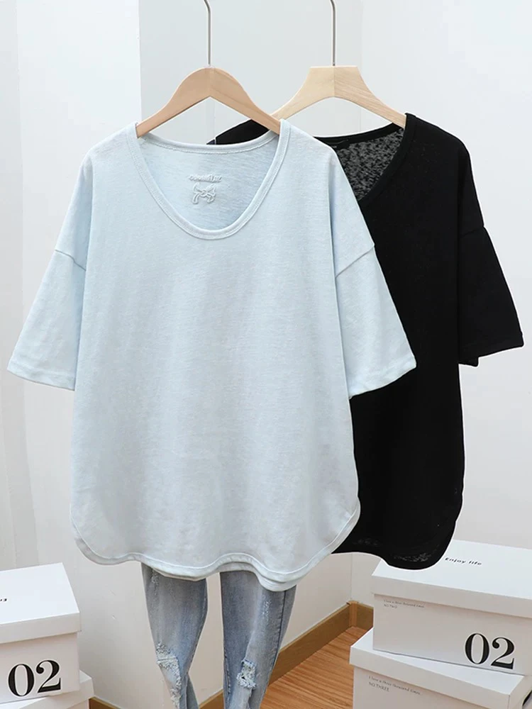 V领大码圆弧短袖（衣长约77）