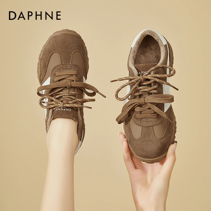 达芙妮厚底德训鞋女款冬季2025新款爆款运动休闲鞋加绒保暖阿甘鞋