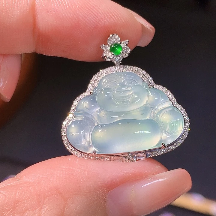 翡翠18K金镶嵌吊坠(不含链)