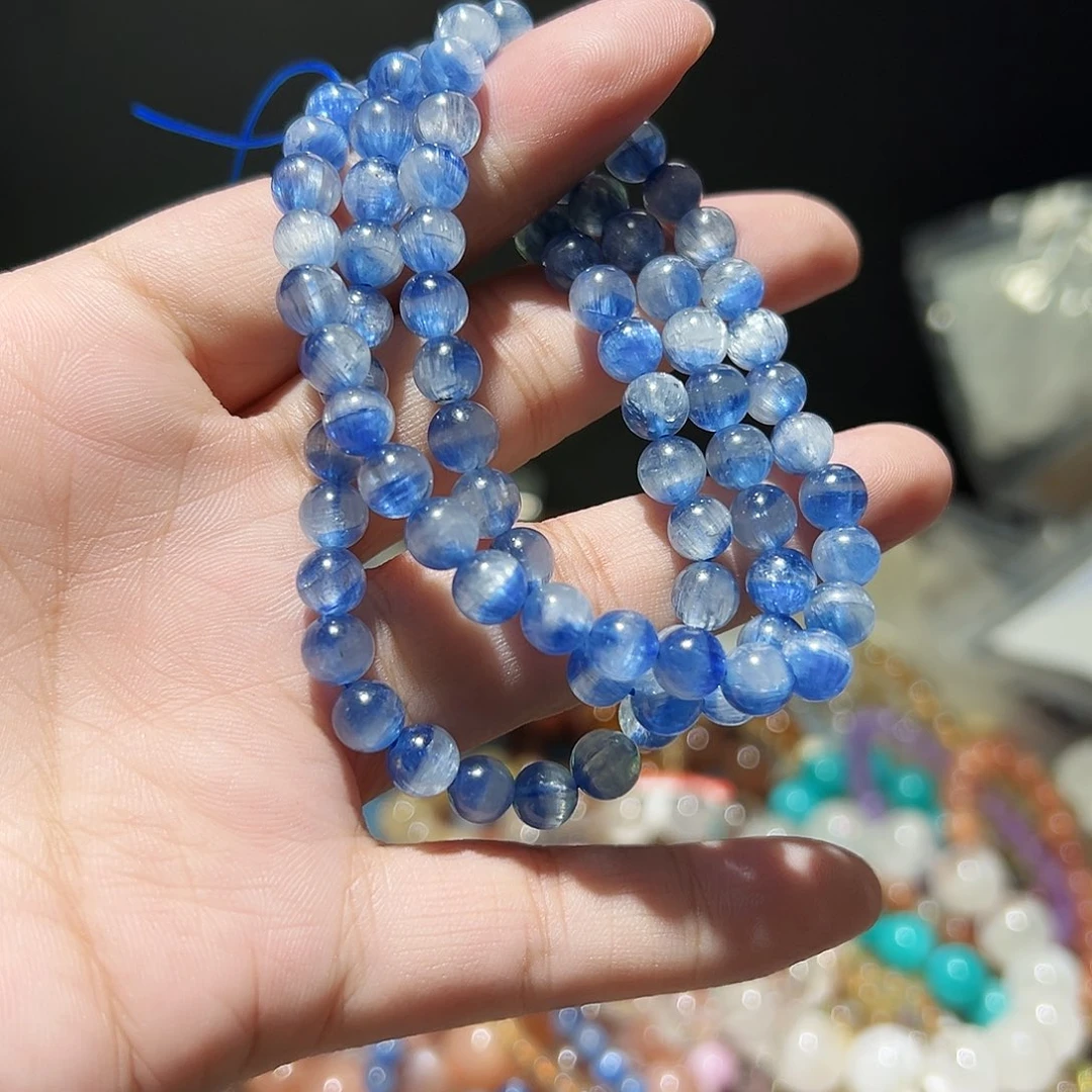 天然辰砂拉丝聚宝盆蓝晶石多圈166号