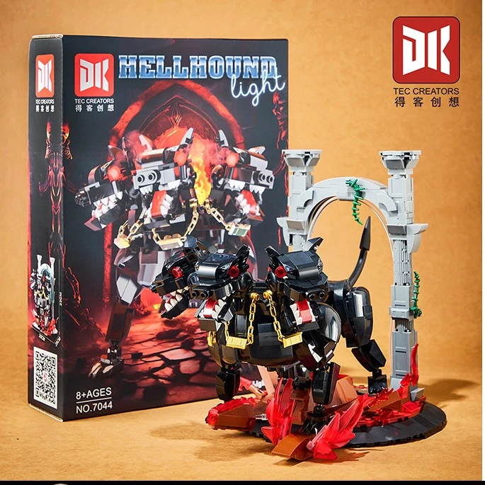 得客创想传说玩具地狱门三头犬守护者益智科教积木拼装玩具礼盒装