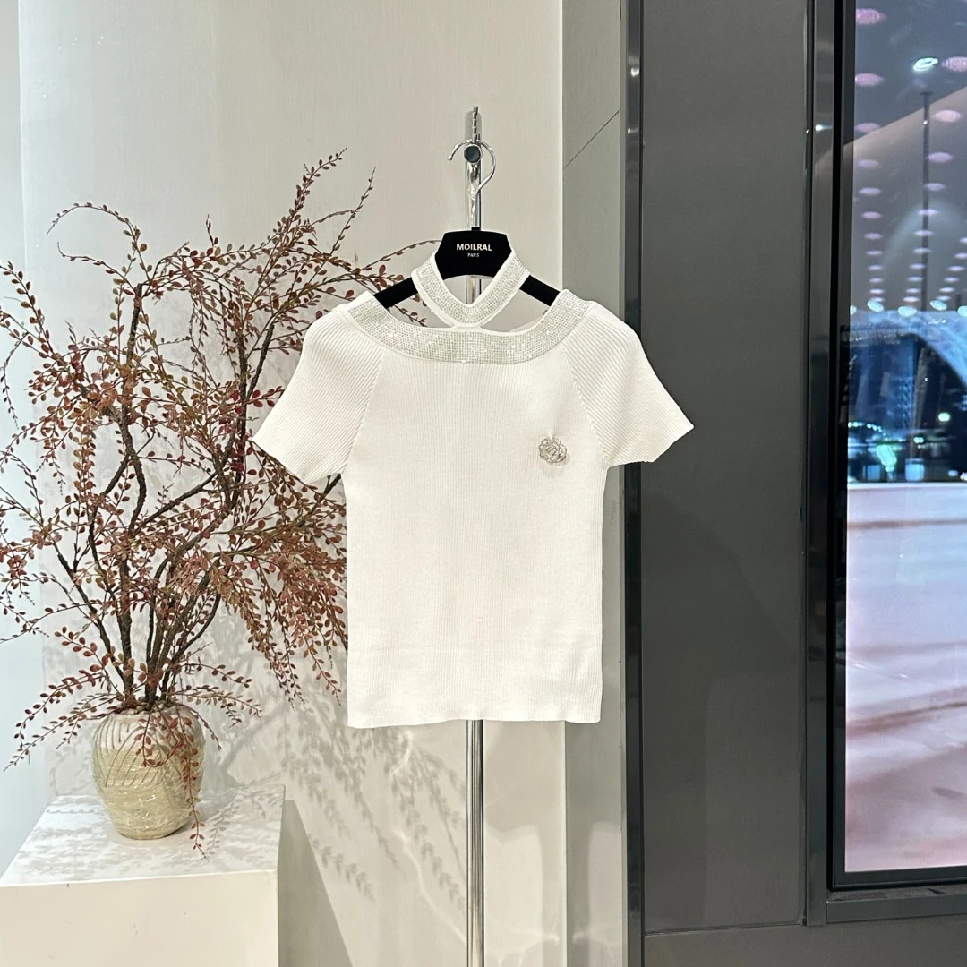 LT上衣蕾丝白色针织衫时尚夏季修身女装272