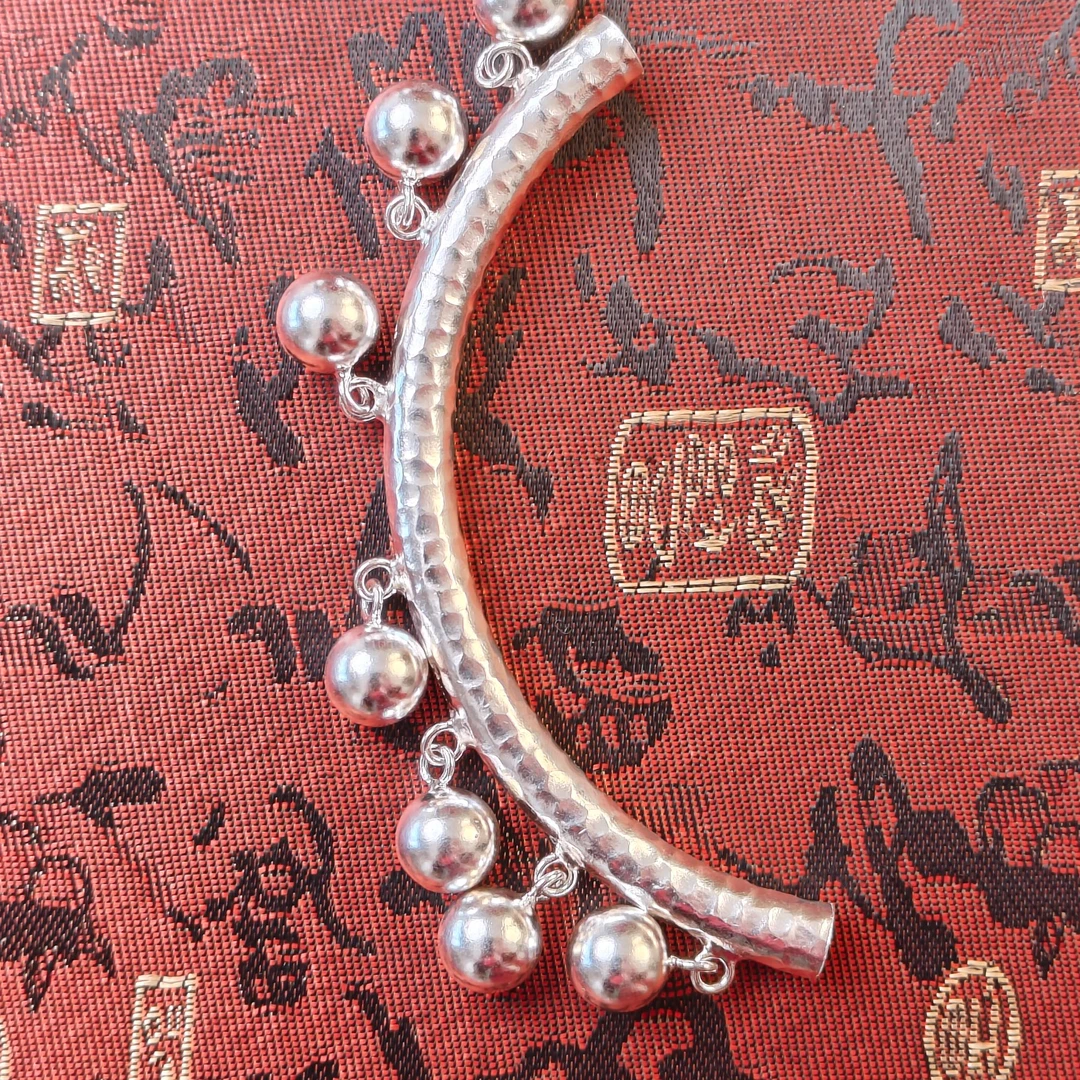 吊坠足银 球形铃铛福袋银项链