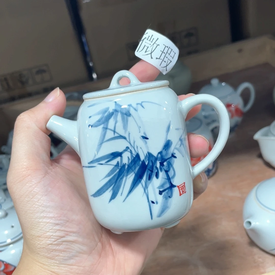 釉下彩纯手绘有瑕