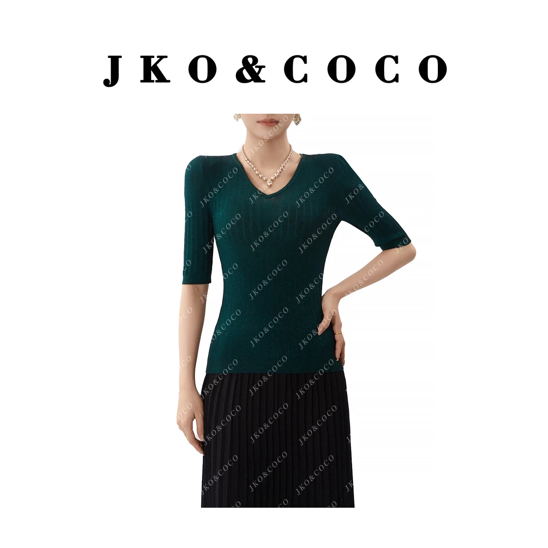 JKO&COCO【森蔓】意大利水晶纱夏季薄款时尚百搭 针织衫 上衣短袖