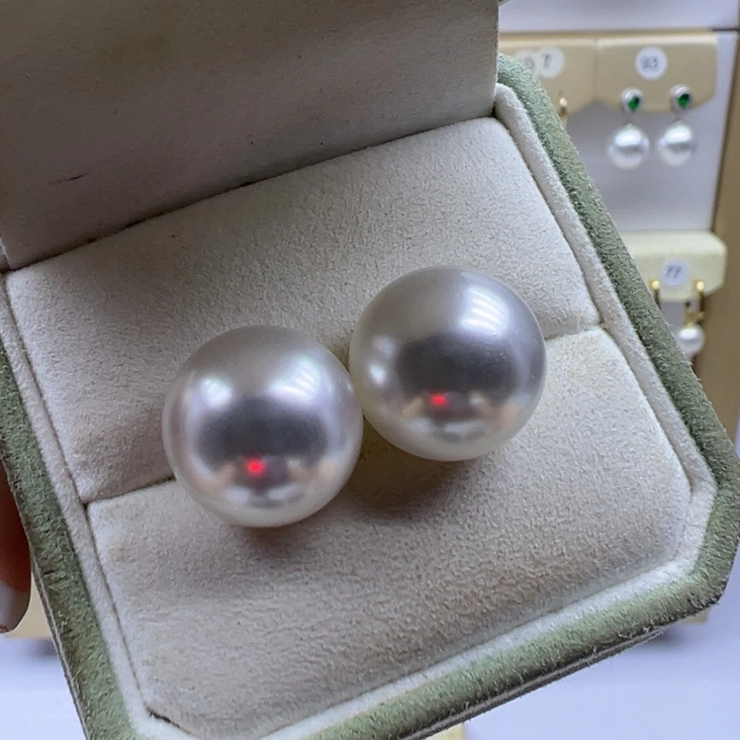 耳饰银S925镶嵌淡水珍珠