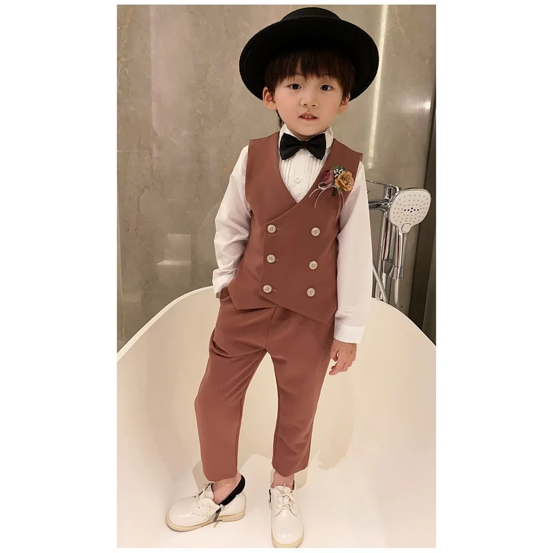 21038-1豆沙红色马甲两件套