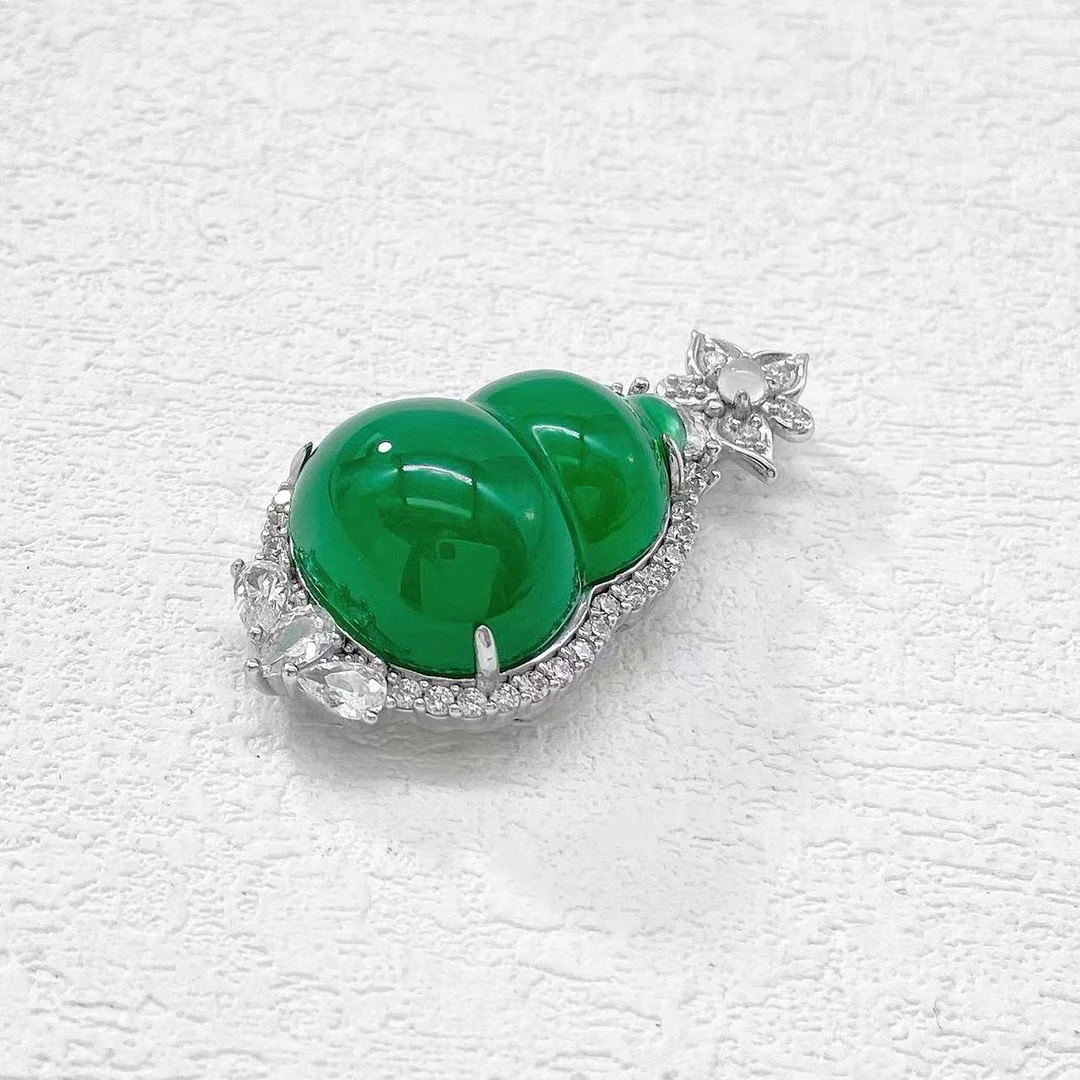 吊坠925银 木木（RZ7548）精镶绿葫芦 单吊坠