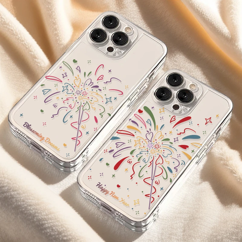 新年烟花iPhone17手机壳16苹果15软14简约小米vivo华为适用创意套