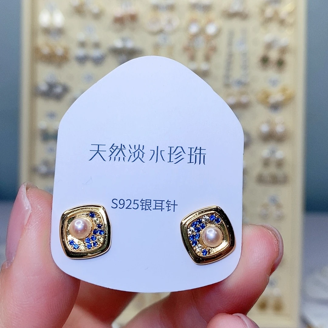 淡水珍珠耳饰银S925镶嵌