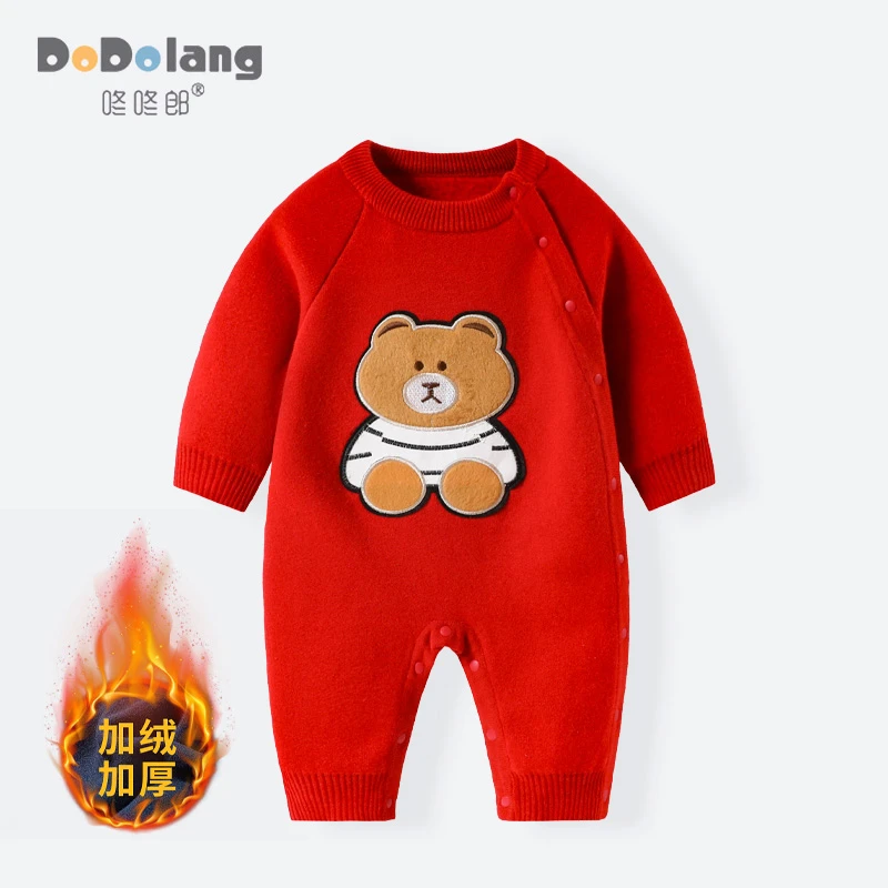 加绒连体衣婴儿爬服
