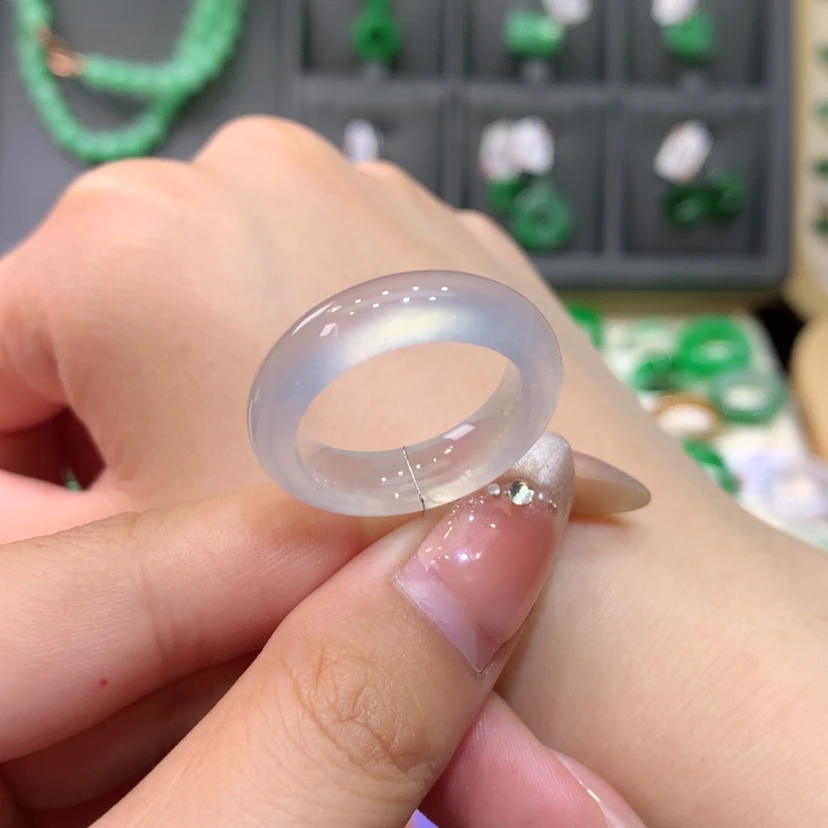 【闪购商品】翡翠戒指未镶嵌18号高冰种水白月光