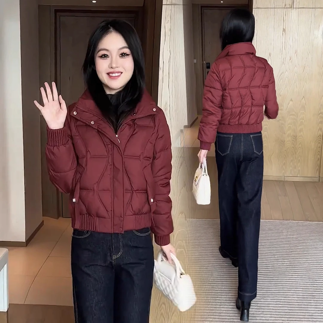 时尚短款棉服外套女2025冬季新款洋气显瘦立领百搭小个子保暖外套