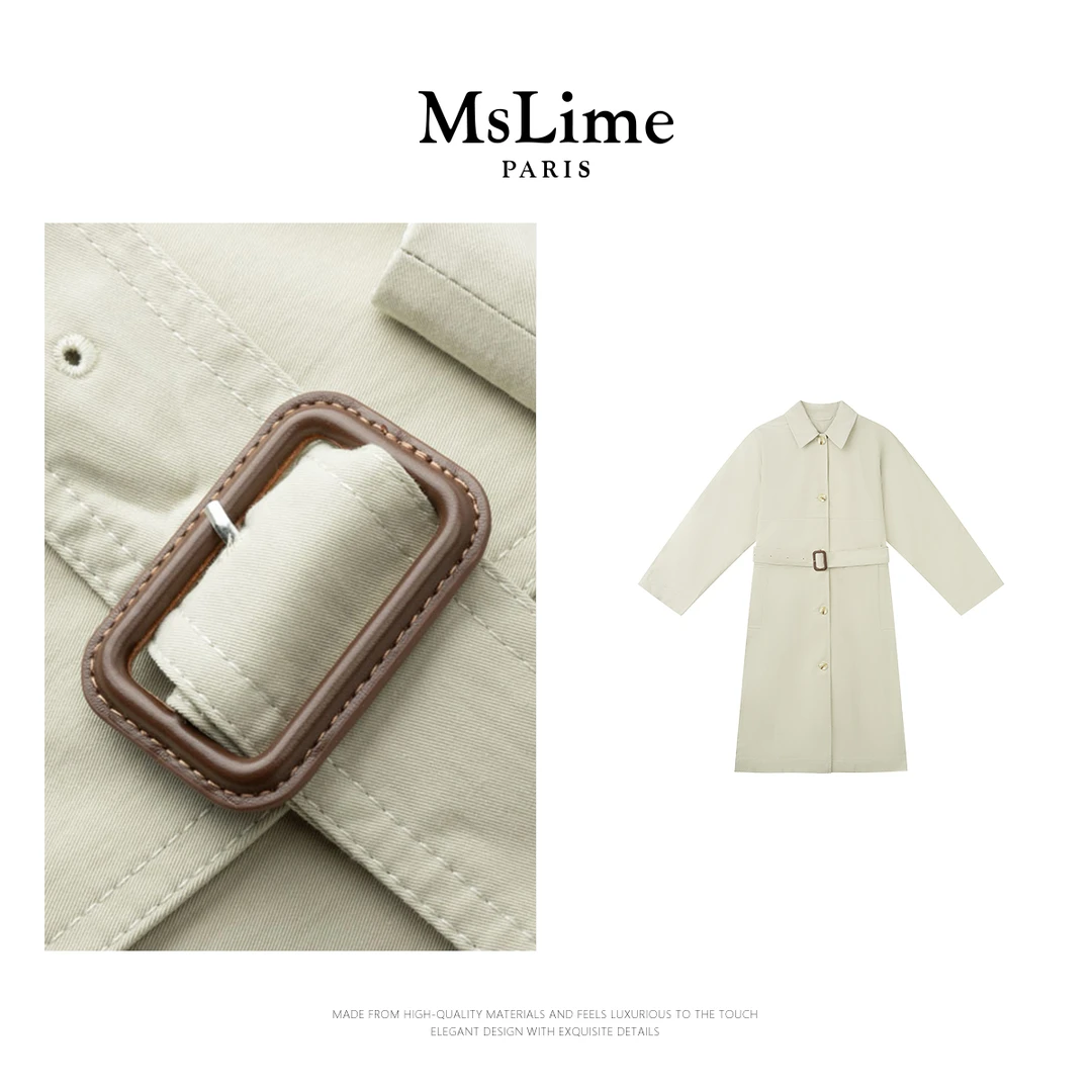 王嬛嬛MsLime25年春款【杏花】进口棉气质百搭卡其色风衣 HD2A1146